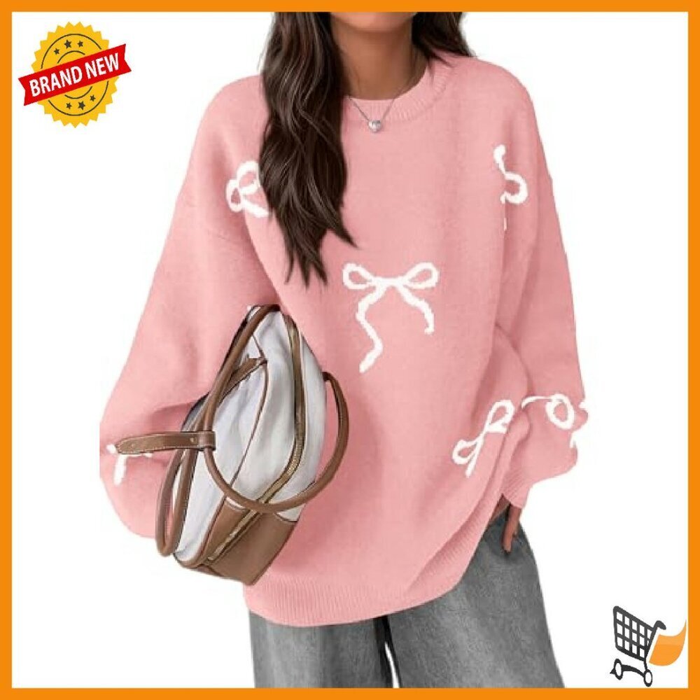 Chunky Knit Oversized Sweater Long Sleeve Crewneck Pullover Women's - Picture 3 of 7